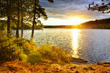 Sunset over lake Stock Photo