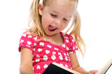 Happy book read for young girl Royalty Free Stock Images