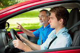Teenager learning to drive Stock Photos