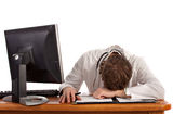 Medical Student Sleep in front of Computer Royalty Free Stock Photo