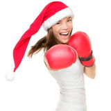 Christmas boxing woman Stock Photography