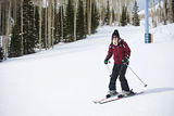 Adult woman learning to Ski Royalty Free Stock Photos