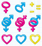 Cartoon gender symbols Royalty Free Stock Image