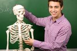 Student with skeleton Stock Images