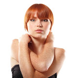 Summer teen girl beautiful freckles redheaded Royalty Free Stock Photo