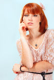 Summer teen girl beautiful freckles redheaded Royalty Free Stock Images