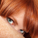 Face teen girl beautiful freckles redheaded Stock Images