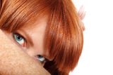 Face teen girl beautiful freckles redheaded Stock Images