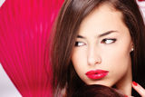 Lady with big red lips Stock Image