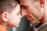 Father and son portrait smiling Stock Photo
