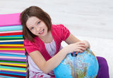 Young girl with study materials Royalty Free Stock Photos
