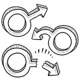 Male dysfunction gender symbols Stock Photos