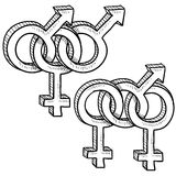 Menage a trois gender symbols Royalty Free Stock Photos