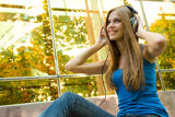 Teenager with headphones Stock Photo