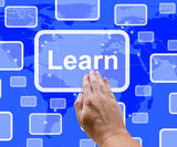 Learn Computer Button On Blue Royalty Free Stock Photo
