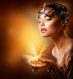 Fashion Girl Portrait. Gold Makeup Royalty Free Stock Photos