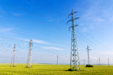 High voltage electricity pylons Stock Photography