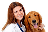 Female vet with a dog Stock Photography