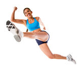 Female athlete jumping Stock Photo
