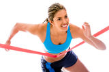 Female athlete winning Stock Photo
