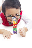 Pupil with tower of LEARN word Stock Image