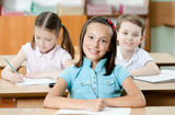Pupils are glad to study Royalty Free Stock Images