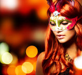 Girl in a Carnival mask Royalty Free Stock Photos