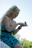 Girl and bird Royalty Free Stock Photos