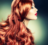 Fashion Red Haired Girl Stock Photo