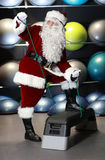 Santa Claus training before Christmas Stock Photo