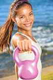 Kettlebell training woman Royalty Free Stock Photos