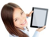 Tablet woman Stock Images