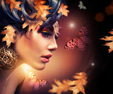 Autumn Woman Portrait Stock Photos