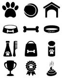 Dog Black and White Icons Stock Images