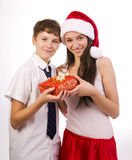 Teenager receiving a gift Stock Images