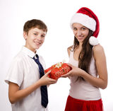 Teenager receiving a gift Royalty Free Stock Photography