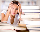 Tired female student Royalty Free Stock Image