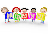 3D kids with the word learn Royalty Free Stock Photo