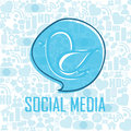 Abstract social media bird on blue text box on light blue background Royalty Free Stock Image
