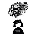 Abstract social media person thinking on white background Royalty Free Stock Photos