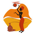 African design beautiful american woman hand drawing illustration Royalty Free Stock Photo