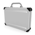 Aluminum attache case d render illustration on white Stock Photo