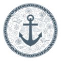 Anchor and seashells vector illustration with can be used for graphic design textile design or web design as for printing on t Royalty Free Stock Images
