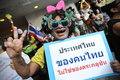 Anti government protest in bangkok a protester draq joins an rally s shopping district on june thailand the protesters Royalty Free Stock Photo