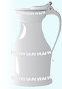 Antique tin container with a lid and engraved ornaments on the neck in the middle and at the bottom of the Royalty Free Stock Photo