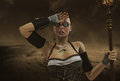 Apocalypse steampunk woman d rendering of a with flashlight Stock Images