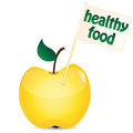Apple of yellow and small flag on a white background Royalty Free Stock Image