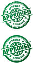 Approved rubber stamp clean and grunge style illustrations of the word done in a Stock Image