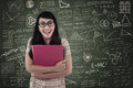 Asian female student surprise expression in class with surprised Stock Image