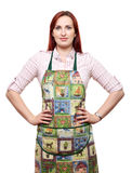 Attractive lady in apron, ready to cook! Stock Photos